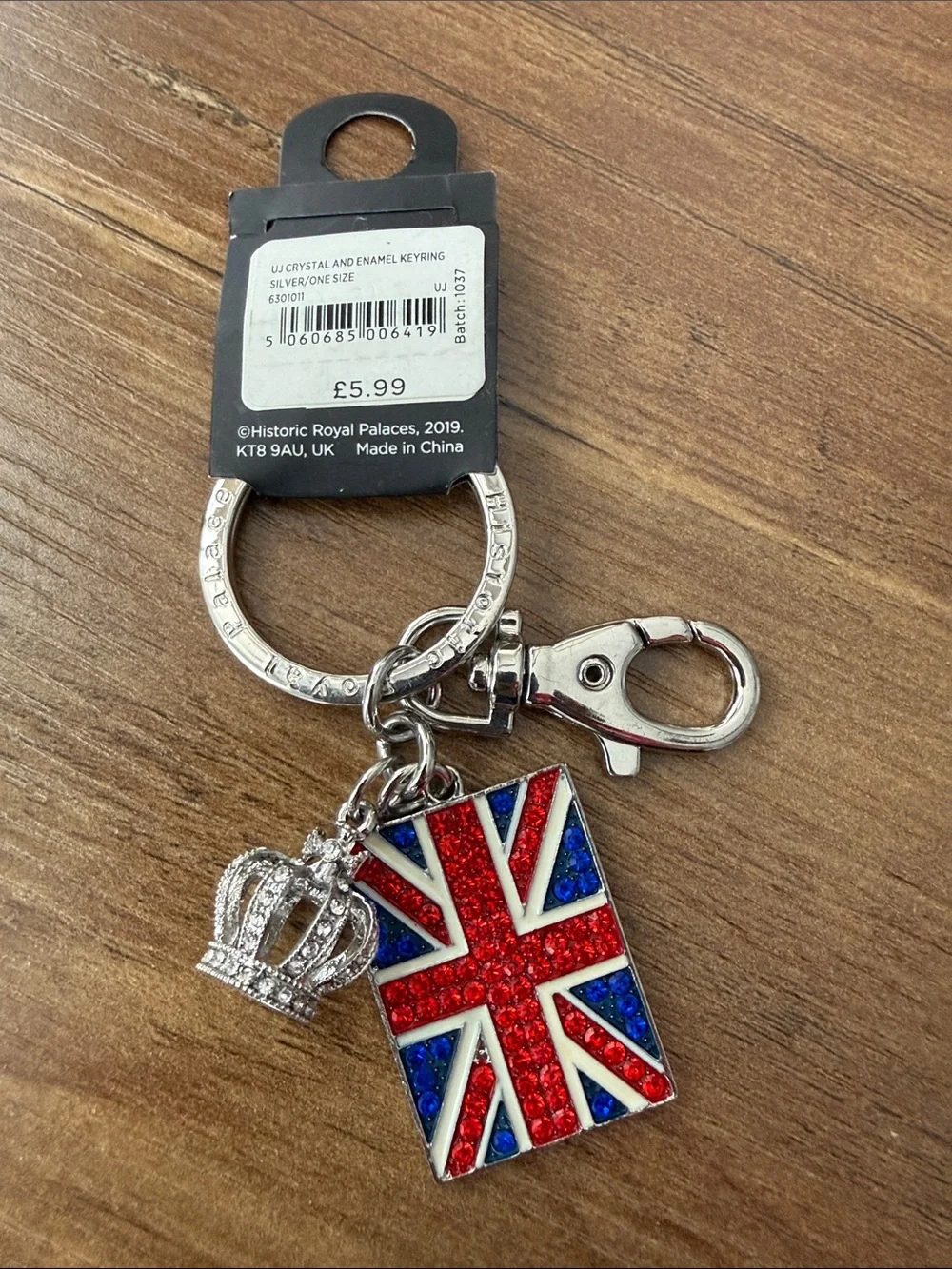Union Jack Crystal Enamel Keyring - Silver